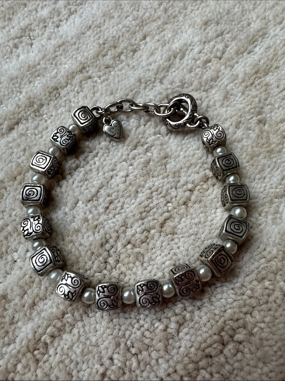 Brighton Essex Bead Bracelet Silver Plated Spiral Cube Bracelet - 2307